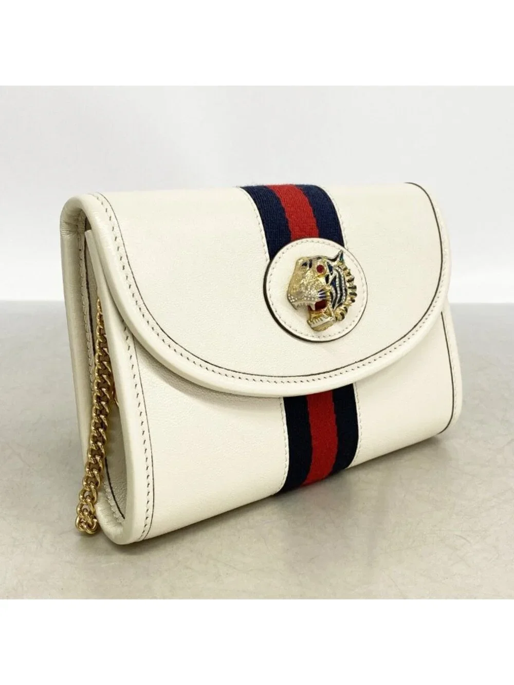 Gucci Shoulder Bag Rajah Leather White Gold